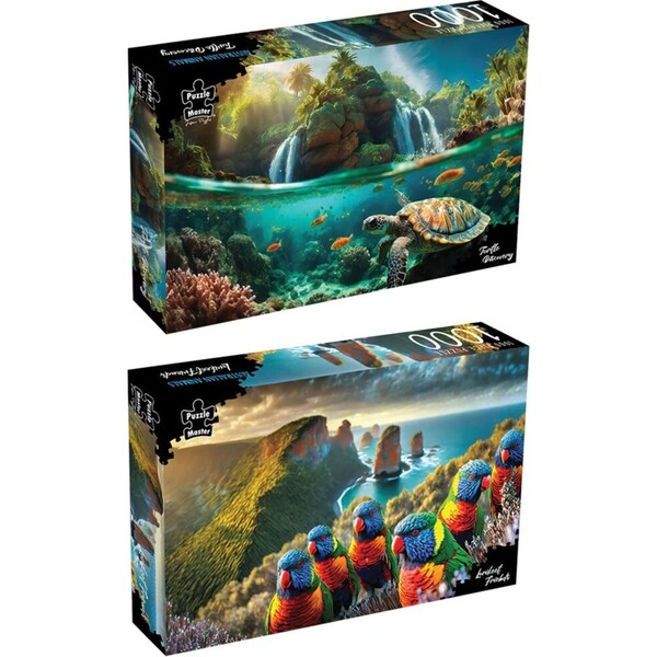 2pc Puzzle Master Lorikeet Friends and Turtle Discovery Puzzle Set 70x50cm