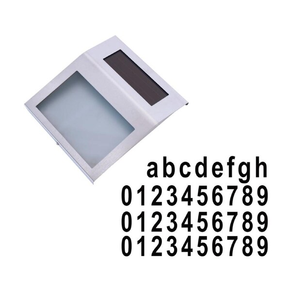 Solar Powered House Number LED Light Stainless Steel Address Signs Plaques