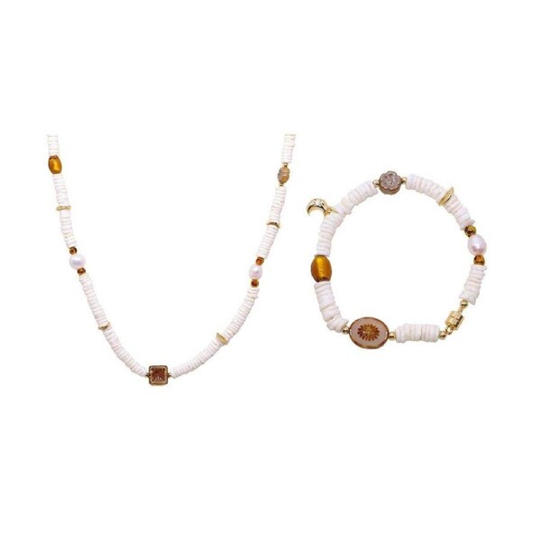 Pepe Wheel Pearl Necklace And Bracelet Set Elegant Jewelry For Women Fashion