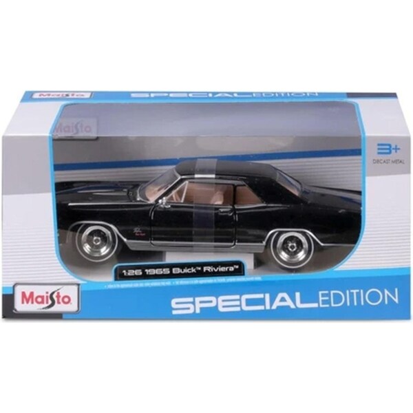 Maisto 1965 Buick Riviera Sports Car Diecast Display 1:24 Scale Toy 3+ Black
