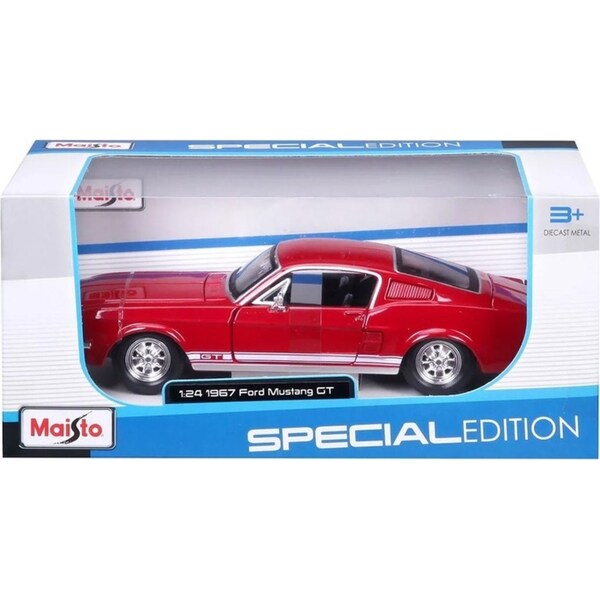 Maisto 1:24 Scale 1967 Ford Mustang GT Model Car Kids/Childrens Toy 3y+ Red