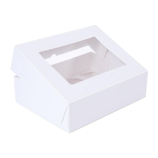 50pcs Cupcake Boxes 12-Hole Laminated Clear Window Face Boxes Favour