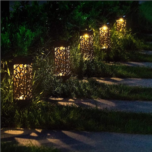 CLORA 8PCS Solar LED Pathway Lights Automatic Outdoor for Garden Patio Yard Lawn Lamp Warm White