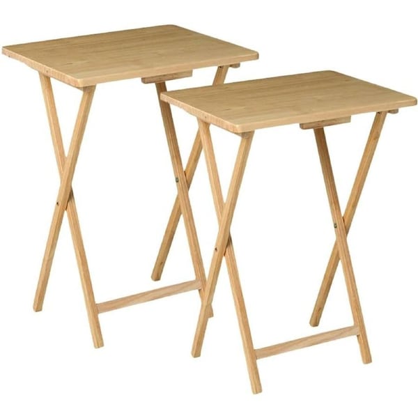 Folding Bamboo Bedside Table, Foldable TV Tray Work Serving Reading Desk Snack(Set of 2)