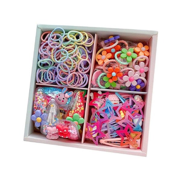 126pcs Hair Accessories Set with Clips Rubber Bands Headbands Girls Gift