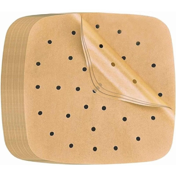 Air Fryer Liners,100pcs 8.5 inch- Air Fryer Parchment Paper Air Fryer Accessories,Square Airfryer Liner Paper, H HOME-MART Heavy Duty Perforated Parchment Paper Air Fryer Paper for Steaming Basket