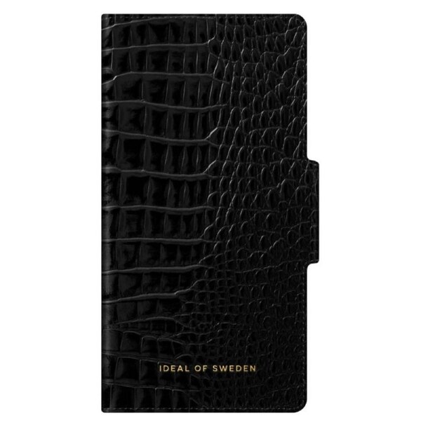 Ideal Of Sweden Atelier Wallet Case (Suits iPhone 13 Pro Max) - Neo Noir Croco