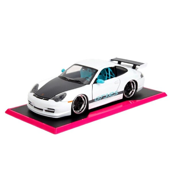 Jada 1:24 Scale Pink Slips Porsche 911 GT3 RS 996 White Blue Diecast Vehicle