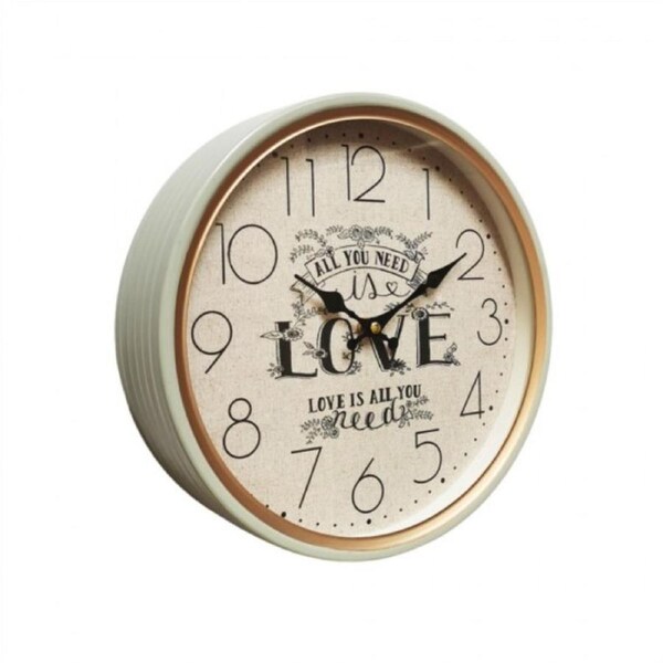 French Country Retro Wall Clock All You Need is Love Metal Frame
