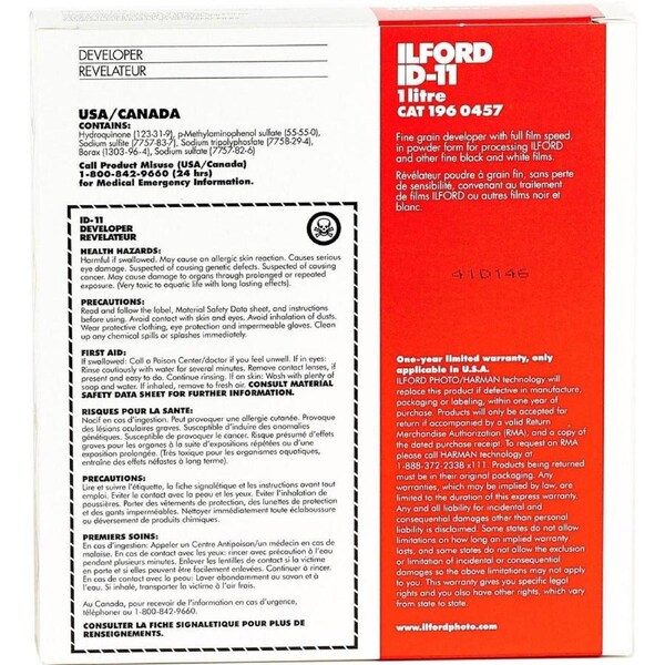 Ilford ID-11 Film Developer (Powder) for Black & White Film - Makes 1 Litre