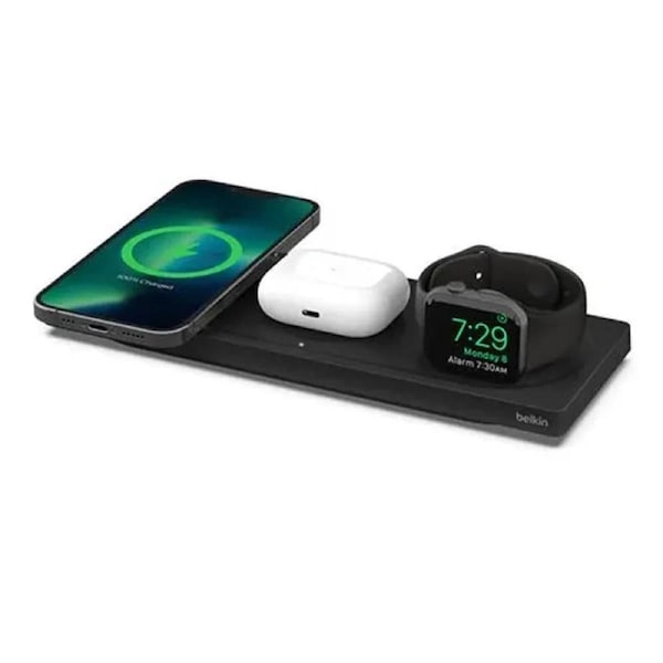 Belkin BoostCharge Pro 3-in-1 Wireless Charging Pad With MagSafe (Black) (EOL)
