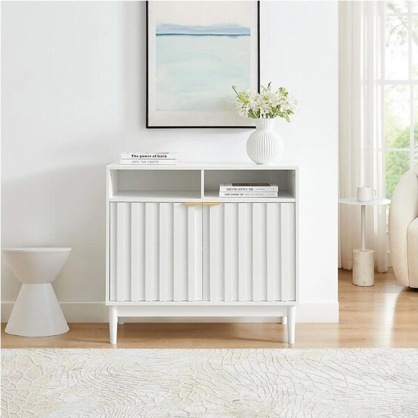 Sarantino Eleni 2-Door Sideboard Buffet Hallway Cabinet Storage Console Cupboard in White