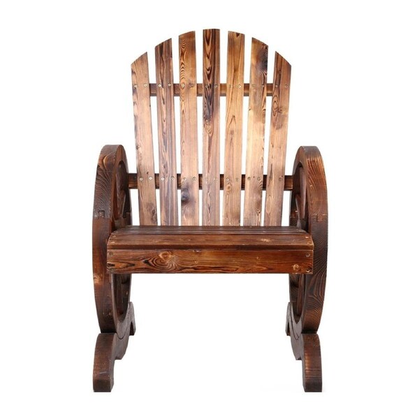 Garden Bench Timber Outdoor Patio Park Wooden Wagon Wheel Chair 68X63X99cm