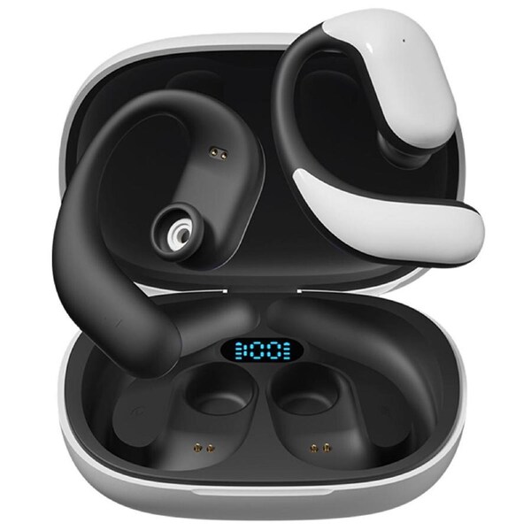 Elinz Air Conduction Sports Earbuds Open-Ear Design Bluetooth 5.3 Black & White