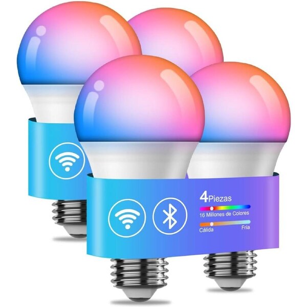 Smart Light Bulbs, Work with Alexa Google Home, WiFi & Bluetooth Color Changing Led Light Bulbs, E27 A19 10W 800LM Dimmable Warm and Multicolor Smart Home Lighting, No Hub Required(4Pack)