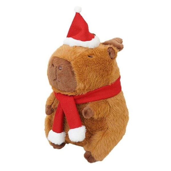35cm Christmas Capybara Plush Toy, Soft & Cuddly Capybara Santa Doll, Cute Xmas Decoration Kids Christmas Gift