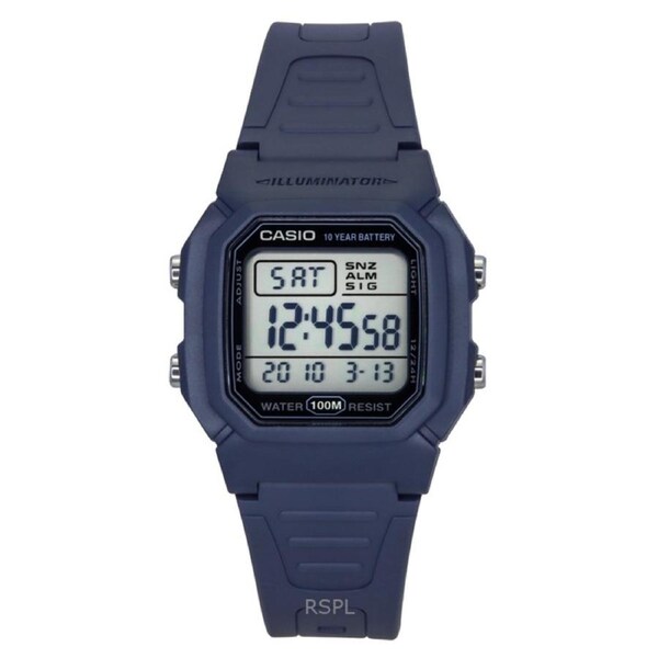 Casio Illuminator Digital Alarm Preset Timer Backlight W800H2AV 100M Mens Watch