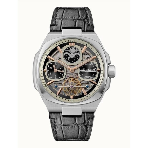 Ingersoll The Spirit Moon Phase Leather Strap Skeleton Dial I15801 Mens Watch