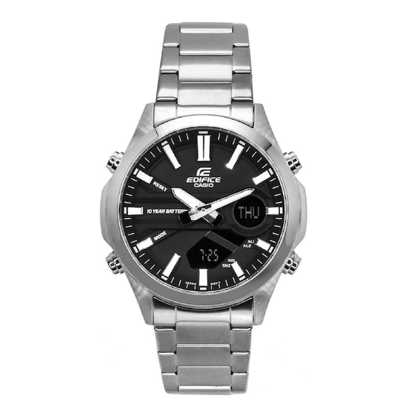 Casio EDIFICE Analog-Digital Alarm World Time Timer EFV-C120D-1A 100M Mens Watch