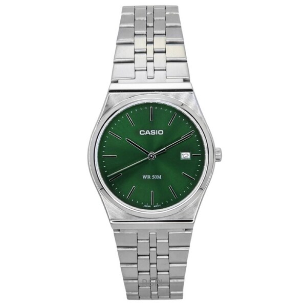 Casio Analog Stainless Steel Green Dial Quartz MTP-B145D-3AV WR50M Unisex Watch