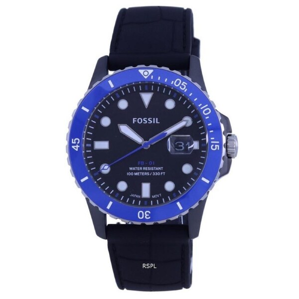 Fossil FB-01 Black Dial Silicone Strap Date Analog Quartz CE5023 100M Mens Watch