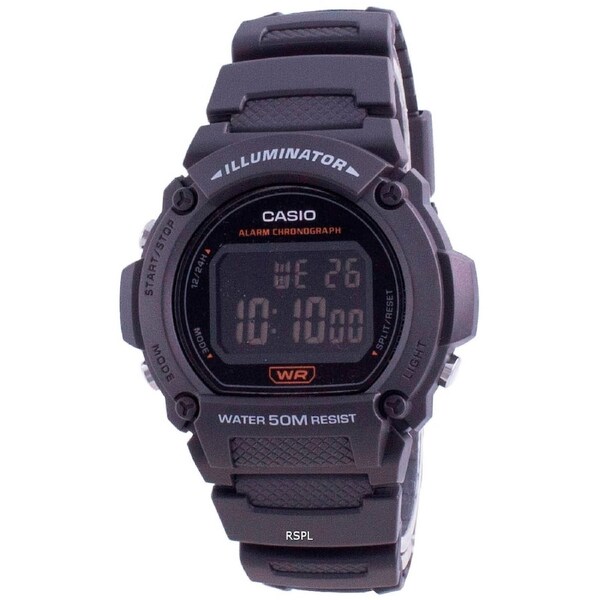 Casio Digital Alarm Chronograph Illuminator Stopwatch W-219H-8B 50M Mens Watch