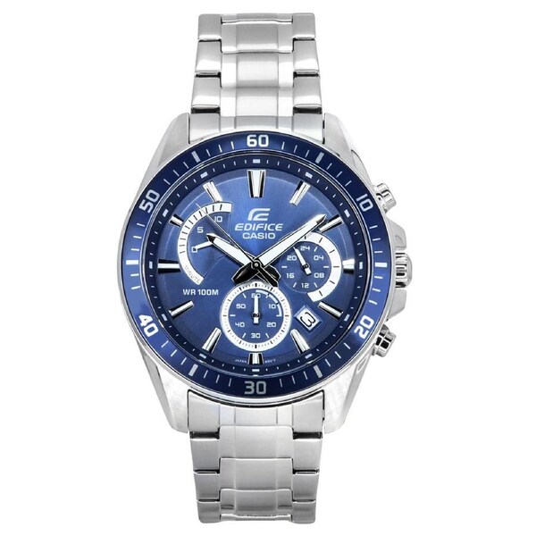 Casio EDIFICE Chronograph Stopwatch Blue Dial Quartz EFR-552D-2A 100M Mens Watch