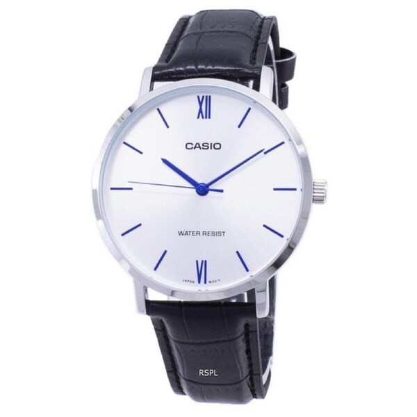 Casio Quartz White Dial Leather Strap Analog MTPVT01L7B1 Water-Resist Mens Watch
