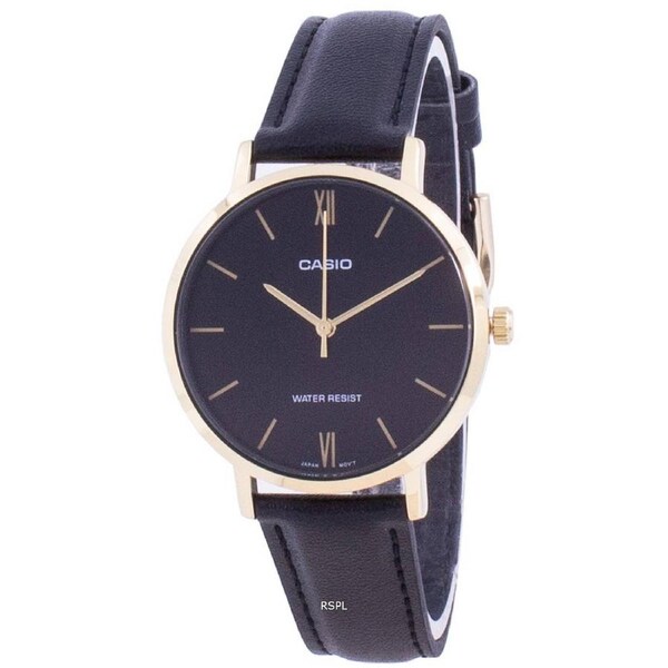 Casio Enticer Leather Strap Blak Dial LTP-VT01GL-1B Quartz Ladies Analog Watch