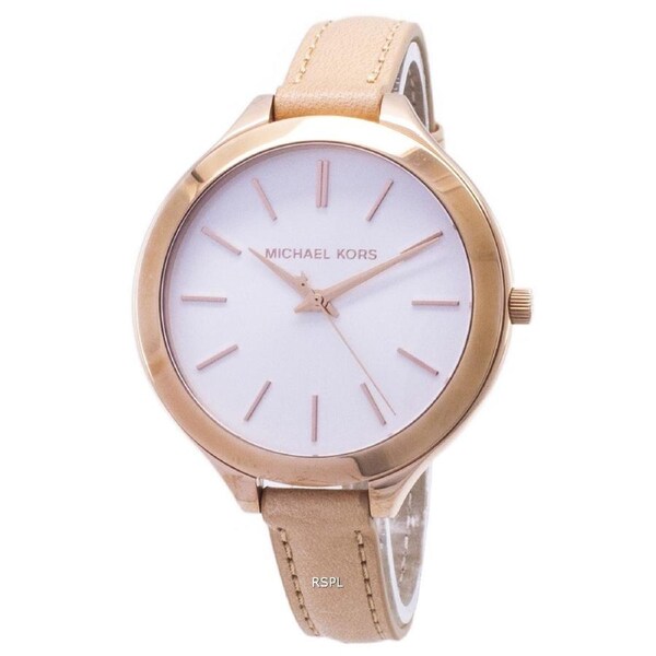Michael Kors Runway Rose Gold Leather Strap Silver Dial MK2284 50M Ladies Watch