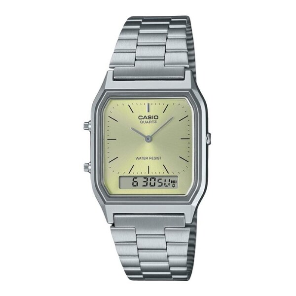 Casio Vintage Analog Digital Light Champagne Dial Alarm AQ230A9AMQY Unisex Watch