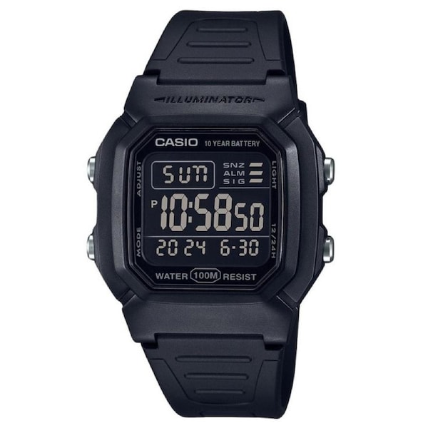 Casio Illuminator Digital Black Dual Time Light Quartz W800H-1BV 100M Mens Watch