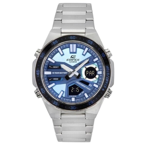 Casio EDIFICE Stainless Steel Blue Dial Quartz EFV-C110D-2B 100M Mens Watch