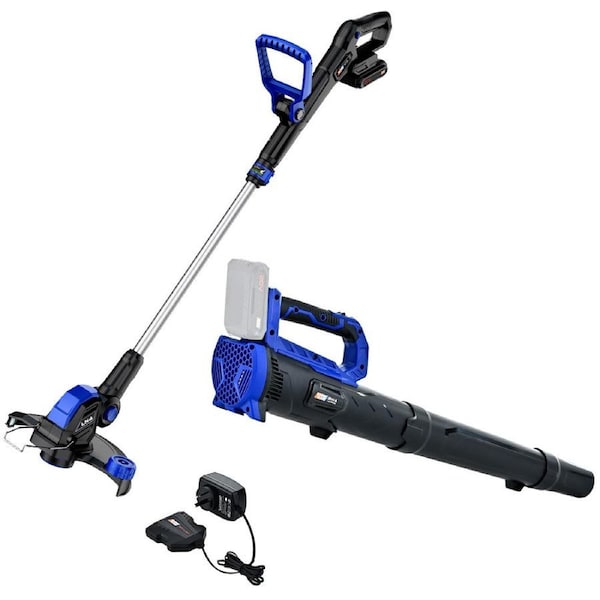 POWERBLADE 20V Leaf Blower & Line Trimmer / Edger Combo, Kit with 4.0Ah Battery & Fast Charger