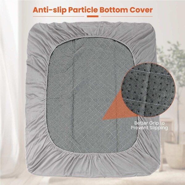 Giantex Queen Size Mattress Topper Soft Velvet Bed Protector Sleeping Pad Cover Grey