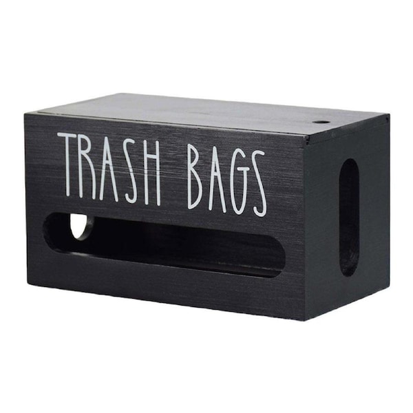 Wooden Plastic Bag Storage Box Hanging Rubbish Bag Organizer Extractable Tissue