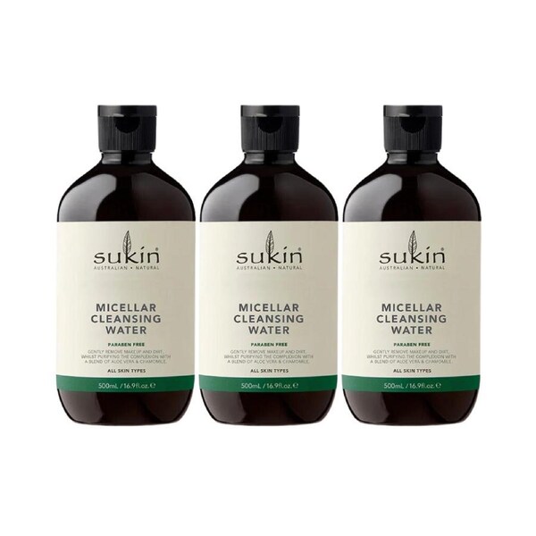 3 x Sukin Micellar Cleansing Water 500mL