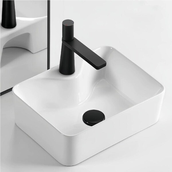 ACA 48x37cm Ceramic Basin Bathroom Vanity Sink Bowl Gloss White Above Counter Top