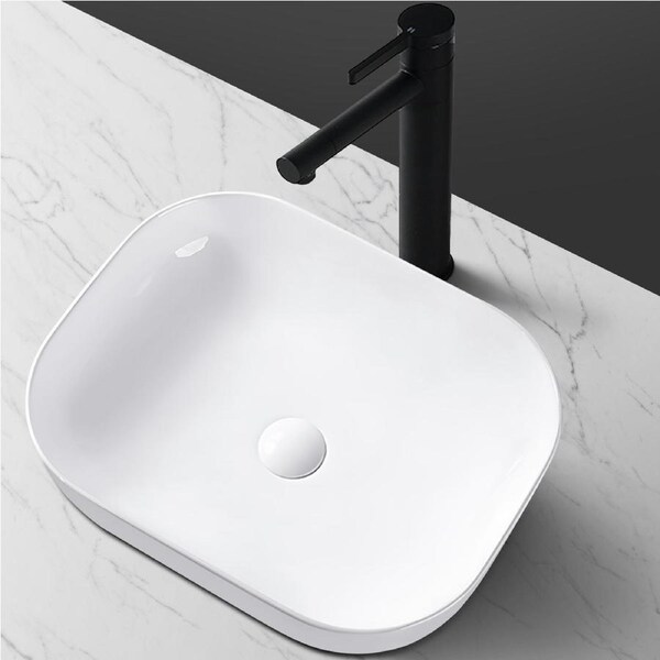 ACA 50x40cm Ceramic Basin Bathroom Vanity Sink Bowl Gloss White Above Counter Top