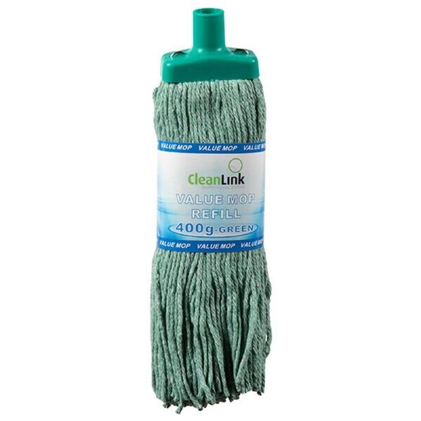 Cleanlink 400gm Fibre Mop Head Replacement/Refill Home Commercial Cleaner Green