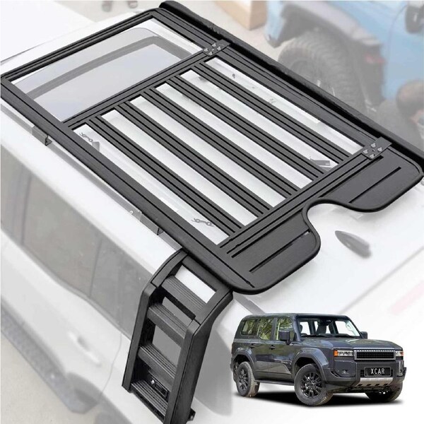 Roof Rack Rear Ladder LED Awning for Toyota Prado 250 Series GX/GXL 2024-2025 Multi-Functional Expansion Platform Aluminum Alloy
