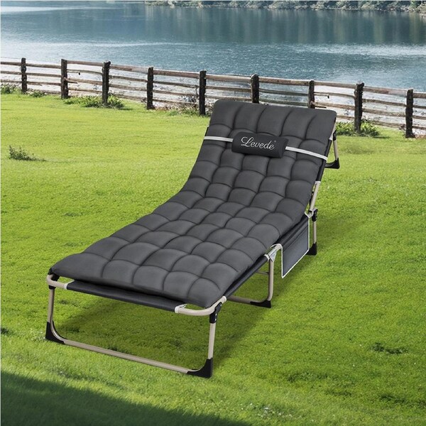 Levede Folding Camping Bed Camping Cot Adjustable Backrest Home Office Outdoor