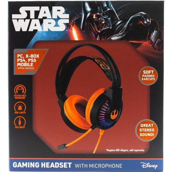 Star Wars Over-Ear Gaming Headset w/ Mic Aux Wired Headphone Orange/Black