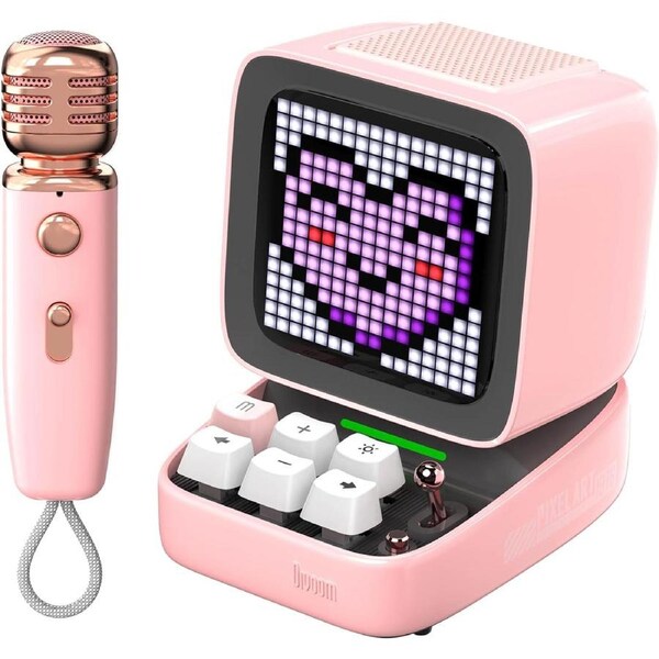 Divoom Ditoo-Mic Mini Karaoke Machine Pixel Art Bluetooth Speaker - Pink