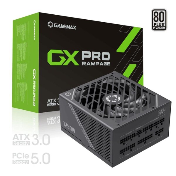 GameMax GX-1250 PRO 1250W 80+ Platinum Fully Modular PSU - ATX 3.0 & PCIe 5.0 Ready - Native 12VHPWR for RTX 4090 - Flagship Power Supply - Black