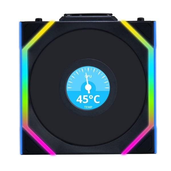 Lian Li Uni Fan 120mm SL Wireless Reverse Blade ARGB 4-Pin PWM Black Fan with 1.6in LCD Display (12RSLLCD1W1B)