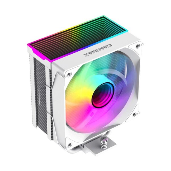GameMax Sigma 550 Infinity White CPU Air Cooler - 5 Heat Pipes, Infinity Mirror ARGB Lighting, Painted White Tower, Intel & AMD Multi-Socket Support