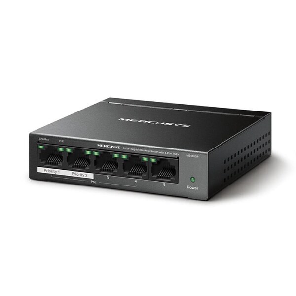 Mercusys MS105GP 5-Port Gigabit Desktop Switch with 4-Port PoE+