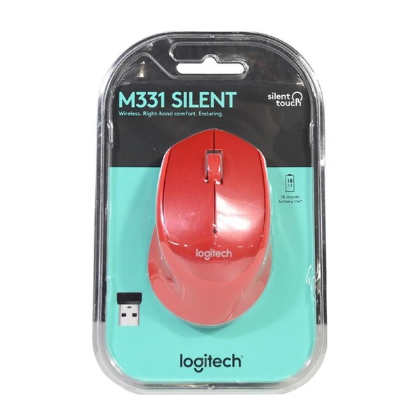 Logitech M331 Silent Plus Wireless Optical Mouse - Red (910-004916)