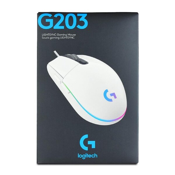 Logitech G203 Lightsync RGB Gaming Mouse - White (910-005791)
